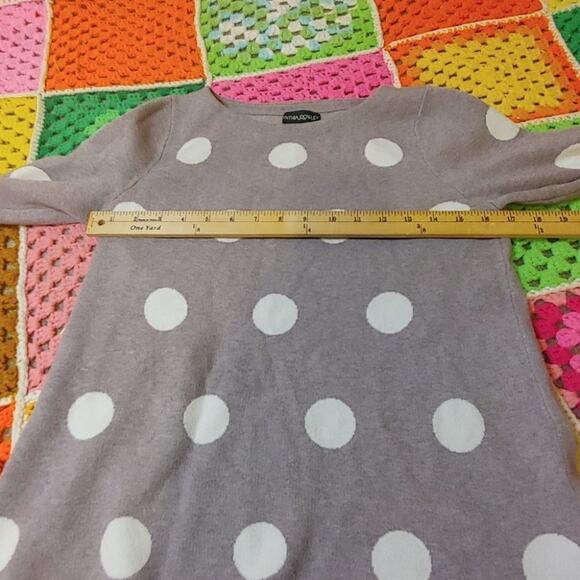 Cynthia Rowley Size Small Light Purple White Polka Dot Sweater Soft Casual S - Picture 3 of 14